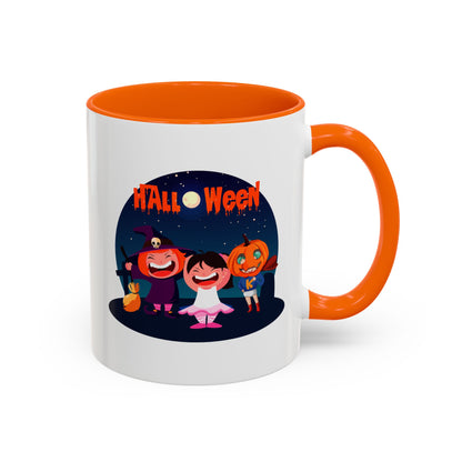 Accent Coffee Mug - Super kiddo wearing pumpkin - [[{"value":"Wonderwear Kid"}]]