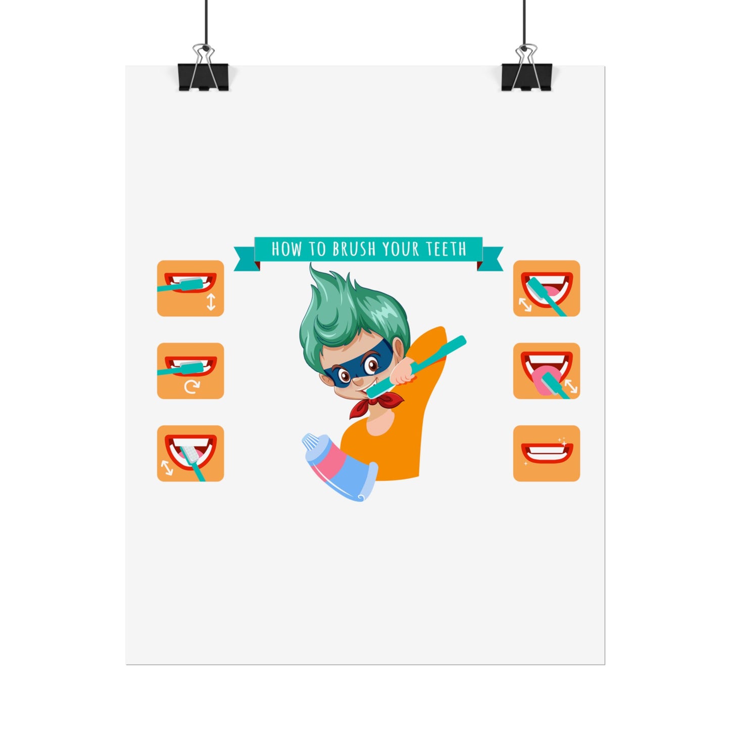Rolled Posters - Super kiddo how to brush teeth - [[{"value":"Wonderwear Kid"}]]