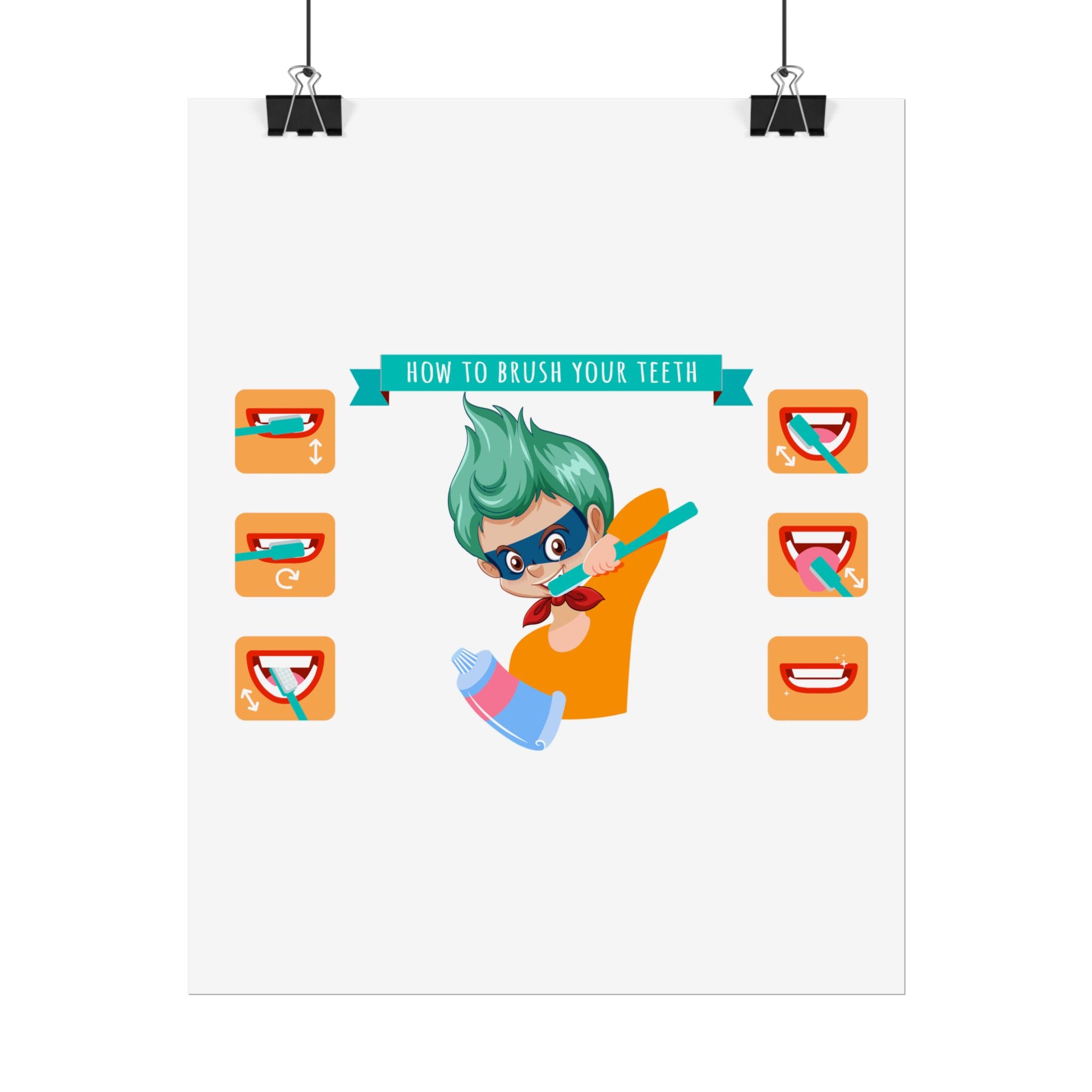 Rolled Posters - Super kiddo how to brush teeth - [[{"value":"Wonderwear Kid"}]]