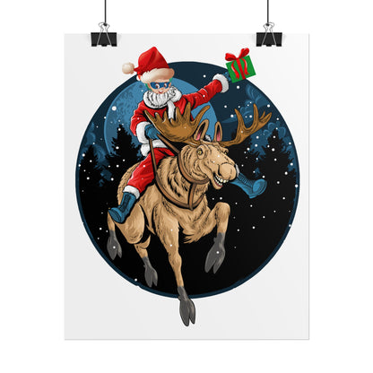 Rolled Posters - Super kiddo riding a reindeer - [[{"value":"Wonderwear Kid"}]]