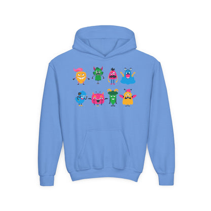 Youth Heavy Blend Hooded Sweatshirt - Set of monsters Printify