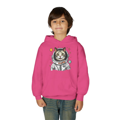 Youth Heavy Blend Hooded Sweatshirt - Astronaut cat Printify
