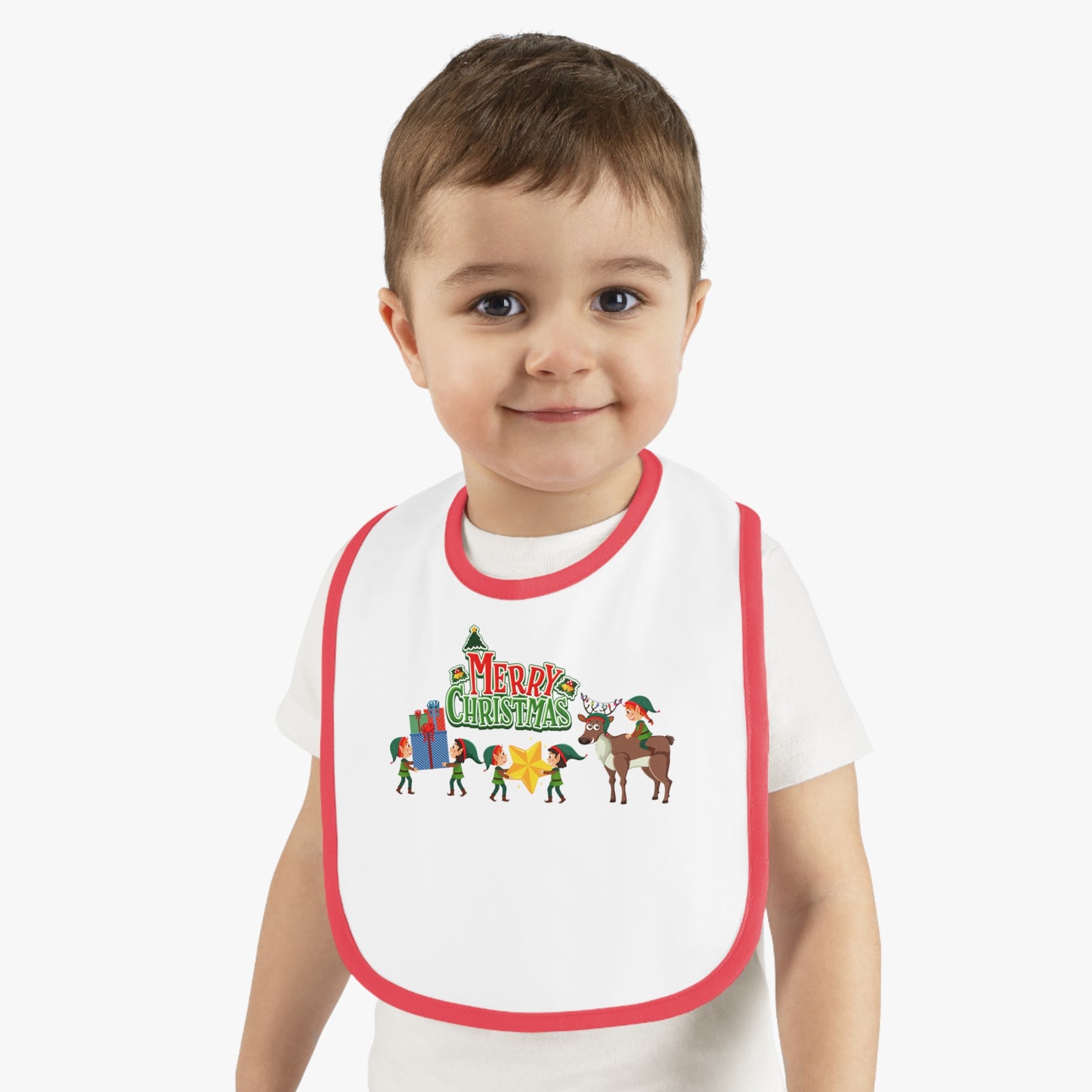 Baby Bib - Merry christmas and reindeer