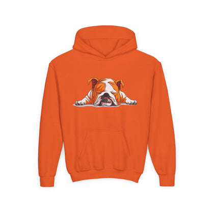Youth Heavy Blend Hooded Sweatshirt -  Sleeping english bulldog Printify
