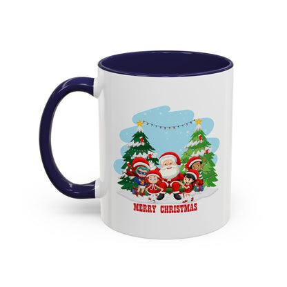 Accent Coffee Mug - Super kiddo with santa claus Merry christmas - [[{"value":"Wonderwear Kid"}]]