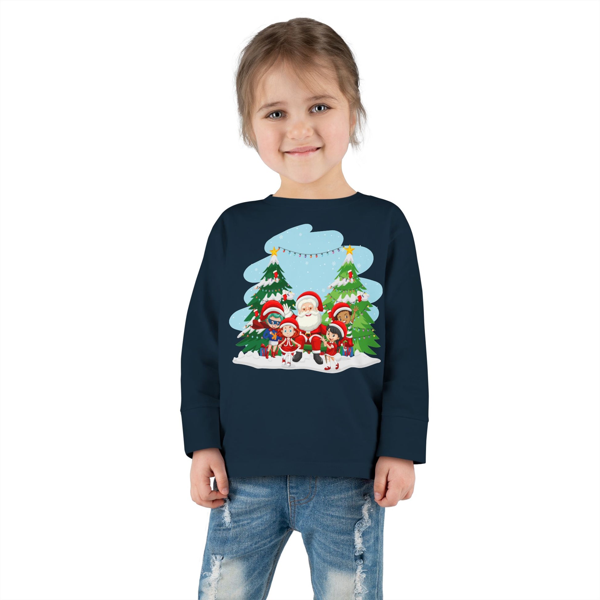 Toddler Long Sleeve Tee - Super kiddo with santa claus - [[{"value":"Wonderwear Kid"}]]