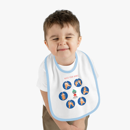 Baby Bib - Super kiddo teaching how to wash hands - [[{"value":"Wonderwear Kid"}]]