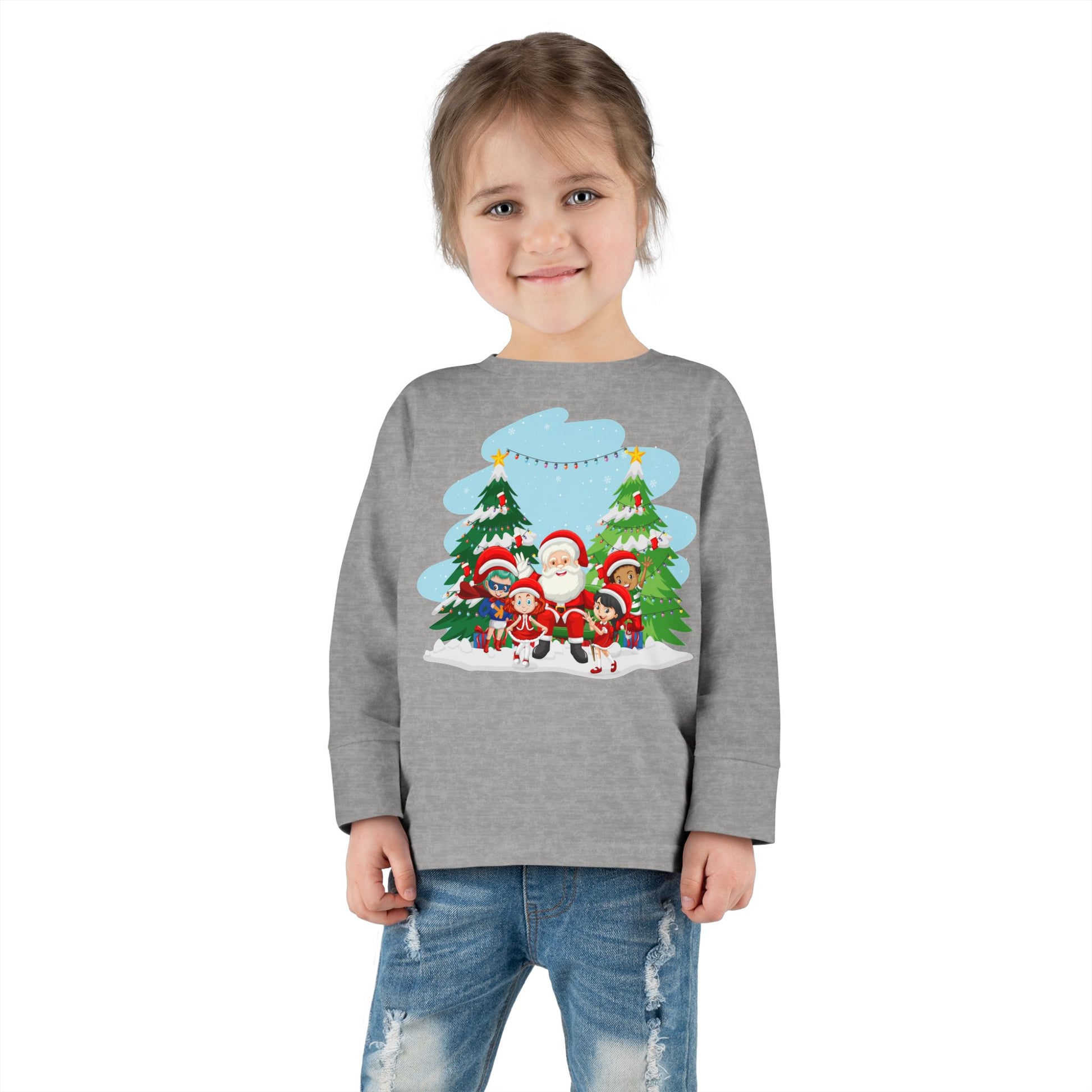 Toddler Long Sleeve Tee - Super kiddo with santa claus - [[{"value":"Wonderwear Kid"}]]