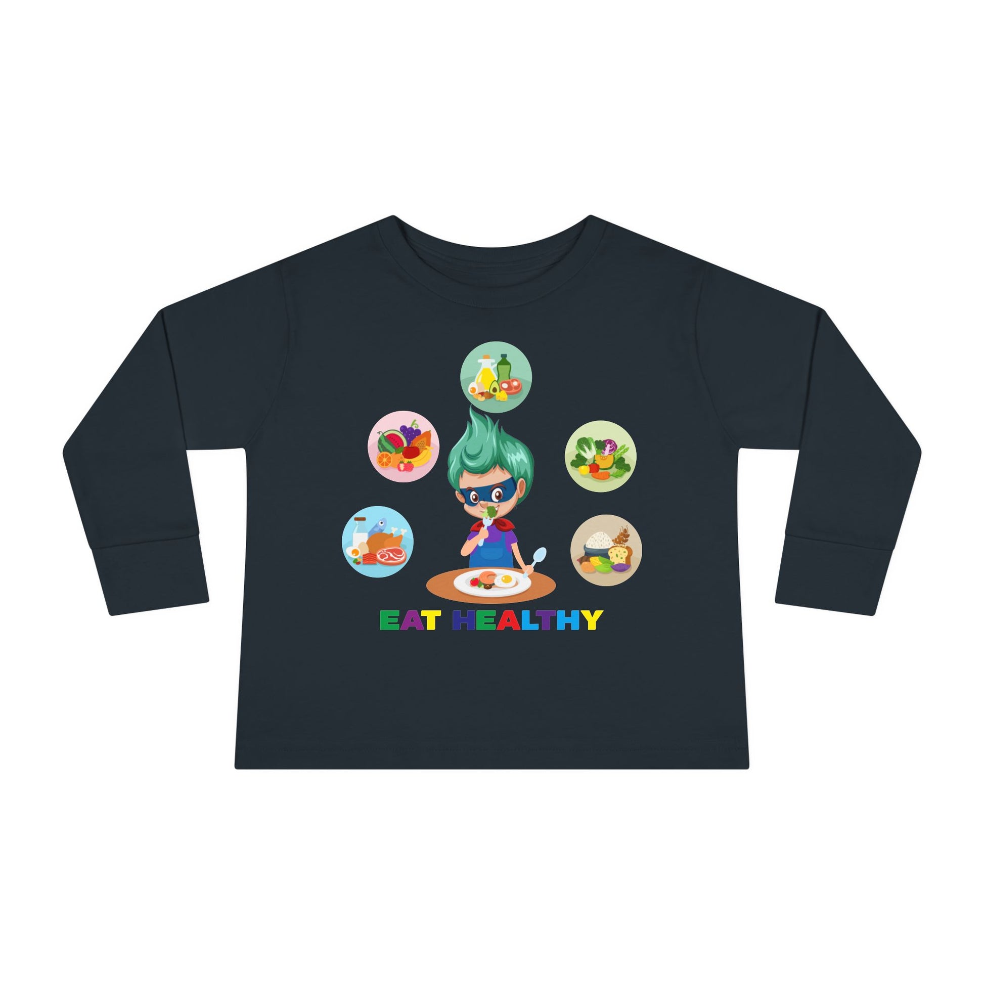 Toddler Long Sleeve Tee - Supper kiddo showing healthy food to eat - [[{"value":"Wonderwear Kid"}]]