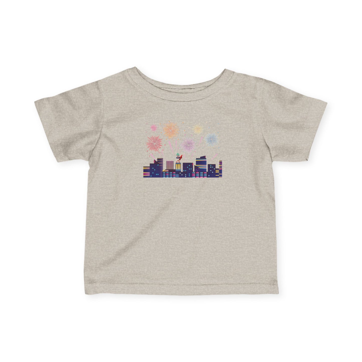 Infant Fine Jersey Tee - Super kiddo with fireworks - [[{"value":"Wonderwear Kid"}]]