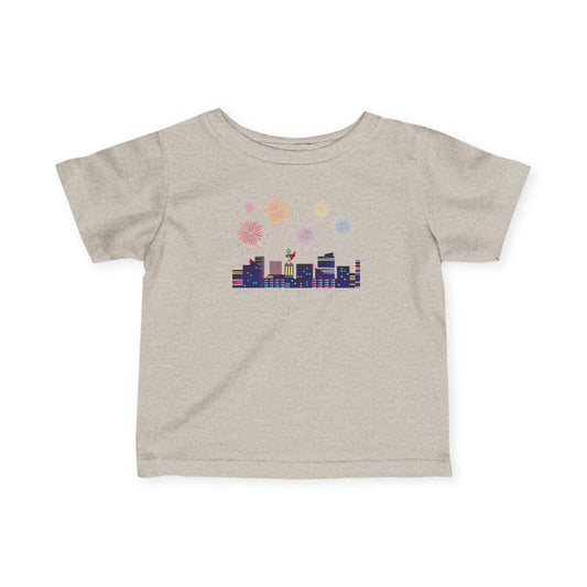Infant Fine Jersey Tee - Super kiddo with fireworks - [[{"value":"Wonderwear Kid"}]]