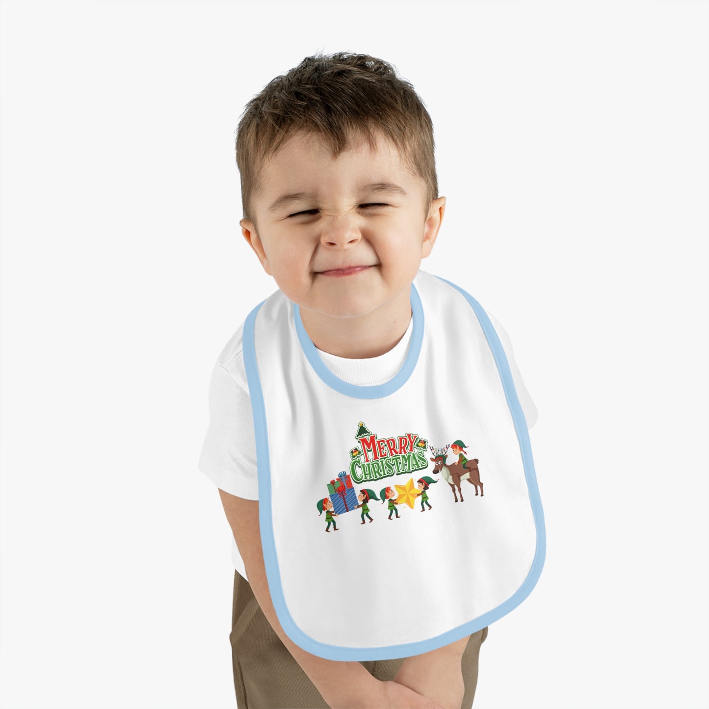 Baby Bib - Merry christmas and reindeer