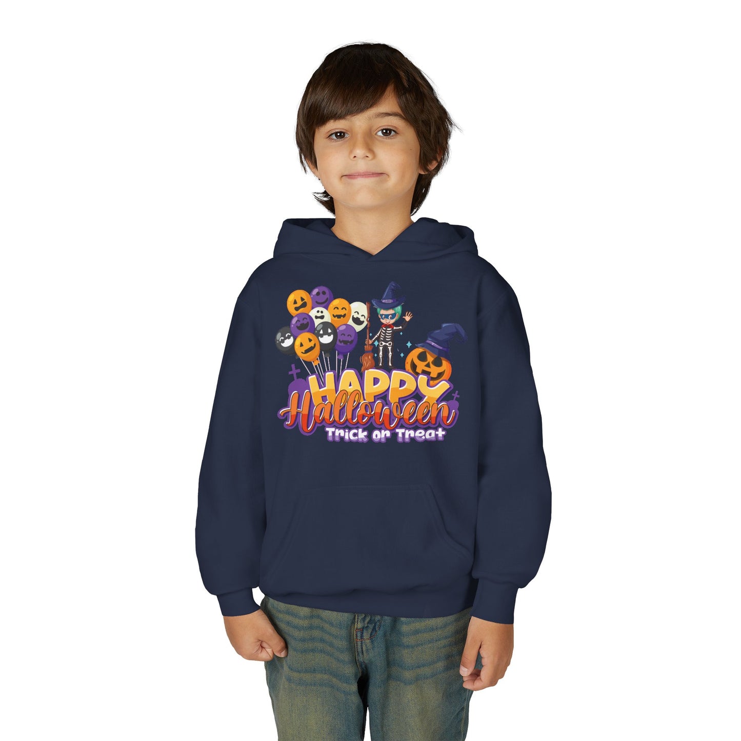 Youth Heavy Blend Hooded Sweatshirt - Happy halloween trick or treat