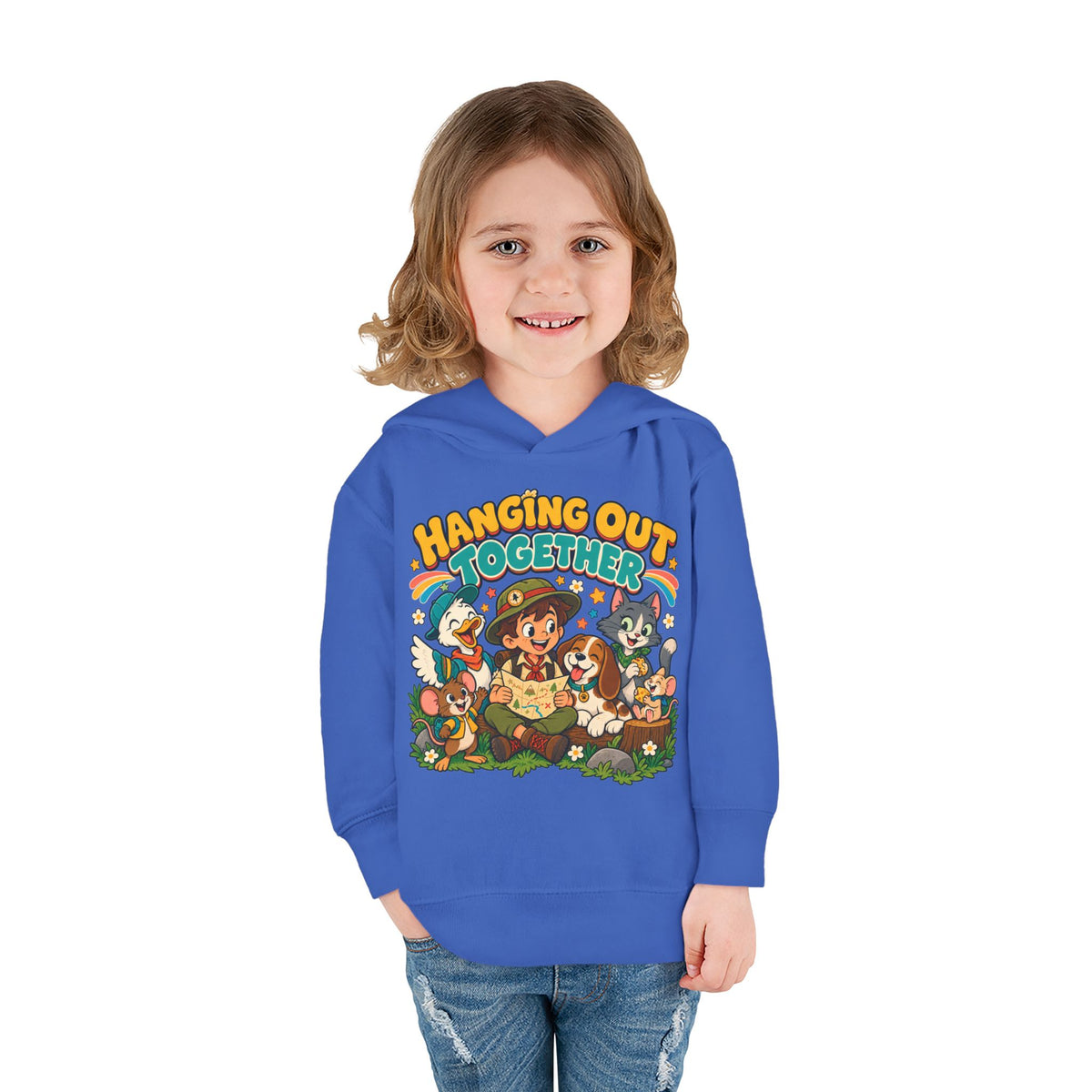Toddler Hoodie — Retro Friends Hanging Out Together