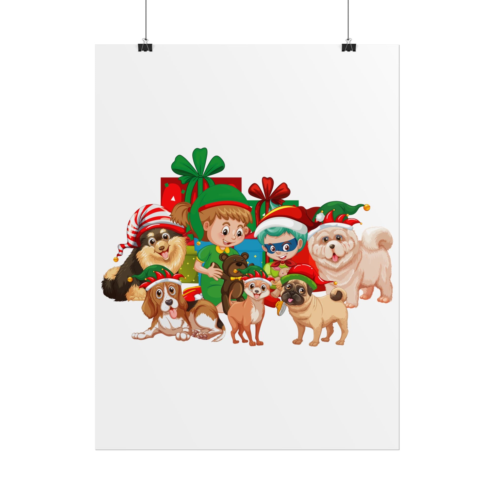 Rolled Posters - Christmas with super kiddo pet friends without text - [[{"value":"Wonderwear Kid"}]]
