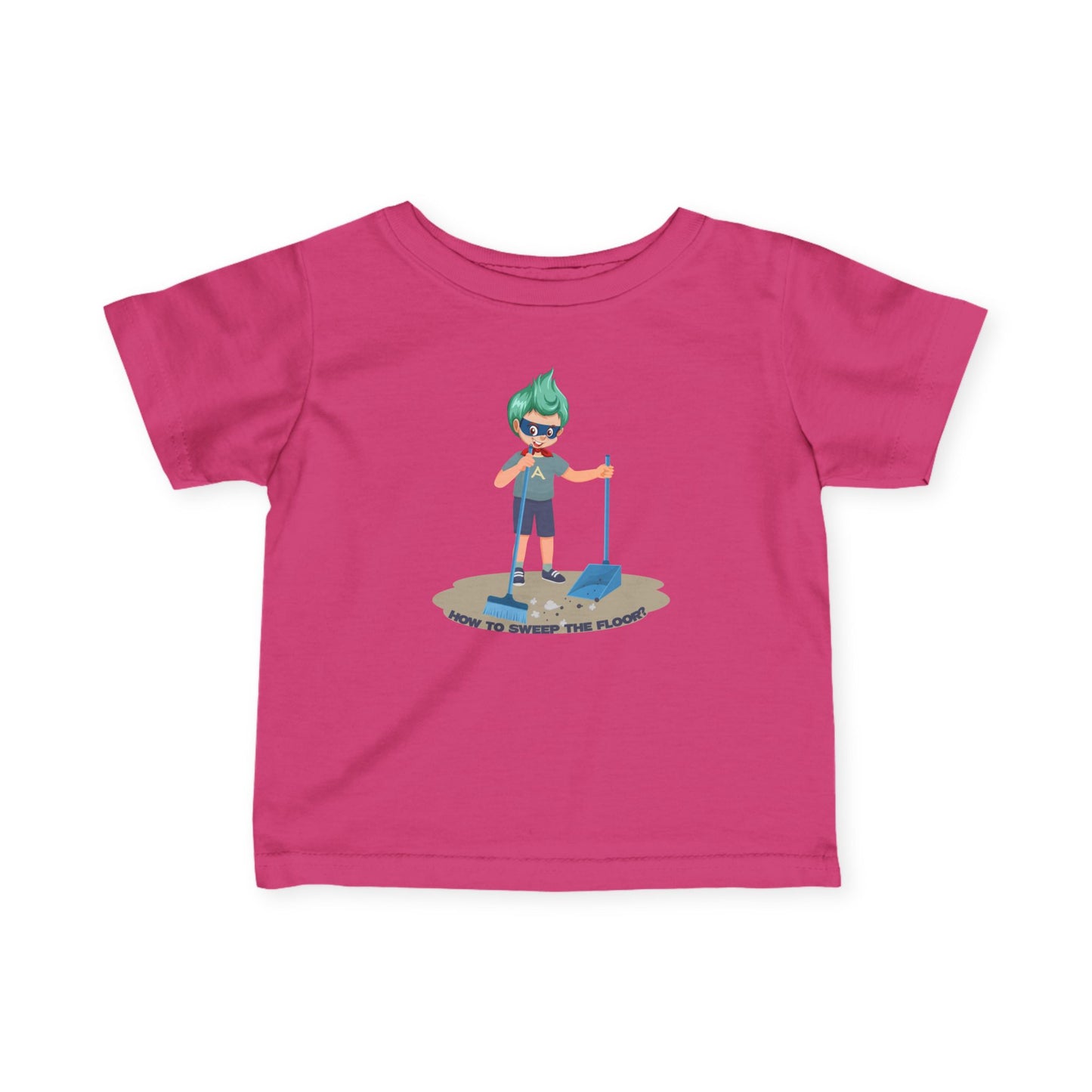 Infant Fine Jersey Tee - Super kiddo sweeping floor - [[{"value":"Wonderwear Kid"}]]