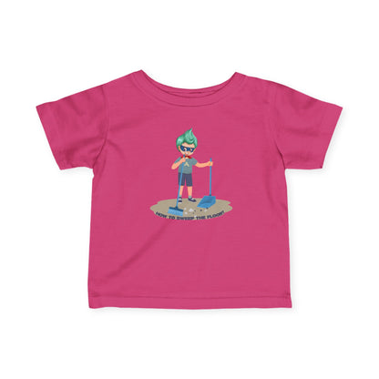Infant Fine Jersey Tee - Super kiddo sweeping floor - [[{"value":"Wonderwear Kid"}]]