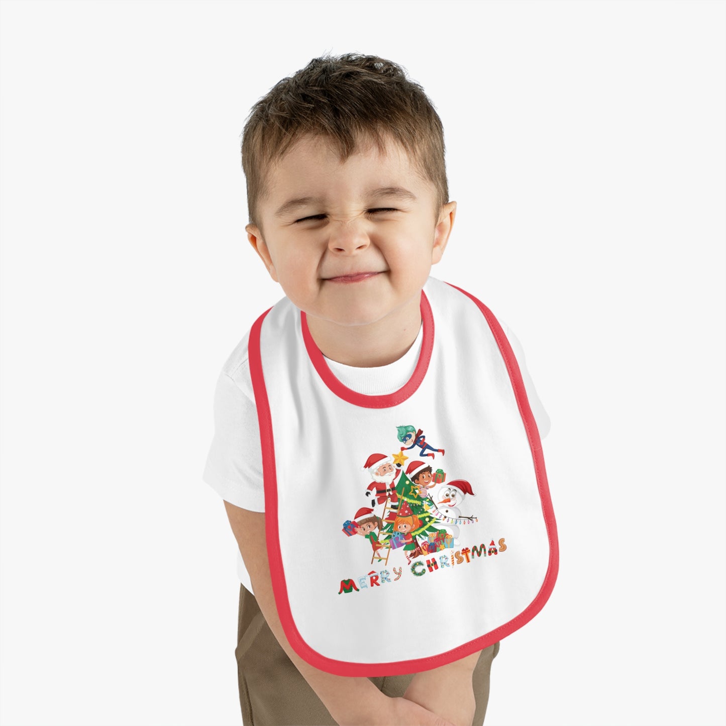 Baby Bib - Super kiddo making christmas tree with text