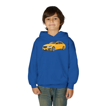 Youth Heavy Blend Hooded Sweatshirt - Yellow car Printify