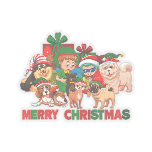 Kiss-Cut Stickers - Christmas with super kiddo pet friends with text - [[{"value":"Wonderwear Kid"}]]
