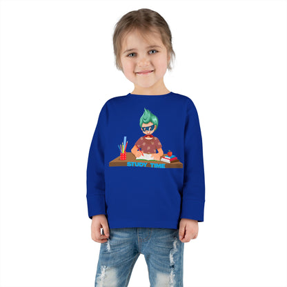 Toddler Long Sleeve Tee - Super kiddo studying - [[{"value":"Wonderwear Kid"}]]