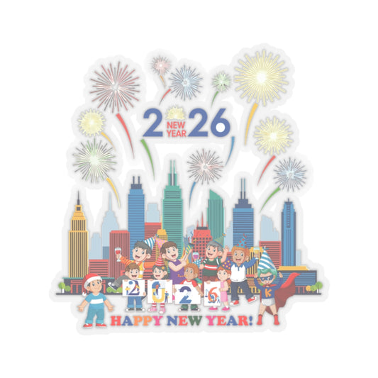 Kiss-Cut Stickers - Happy new year with fireworks - [[{"value":"Wonderwear Kid"}]]