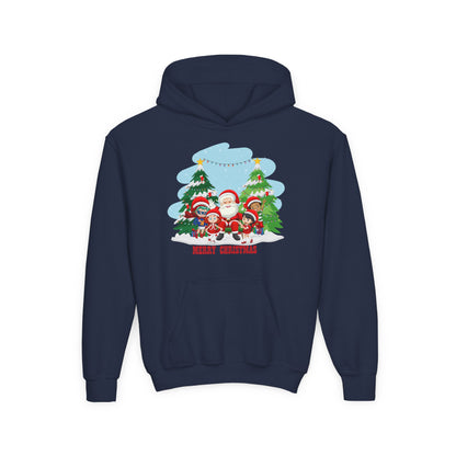 Youth Heavy Blend Hooded Sweatshirt - Super kiddo with santa claus Merry christmas - [[{"value":"Wonderwear Kid"}]]
