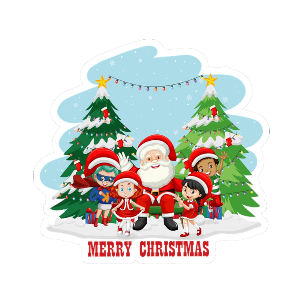 Kiss-Cut Stickers - Super kiddo with santa claus Merry christmas - [[{"value":"Wonderwear Kid"}]]