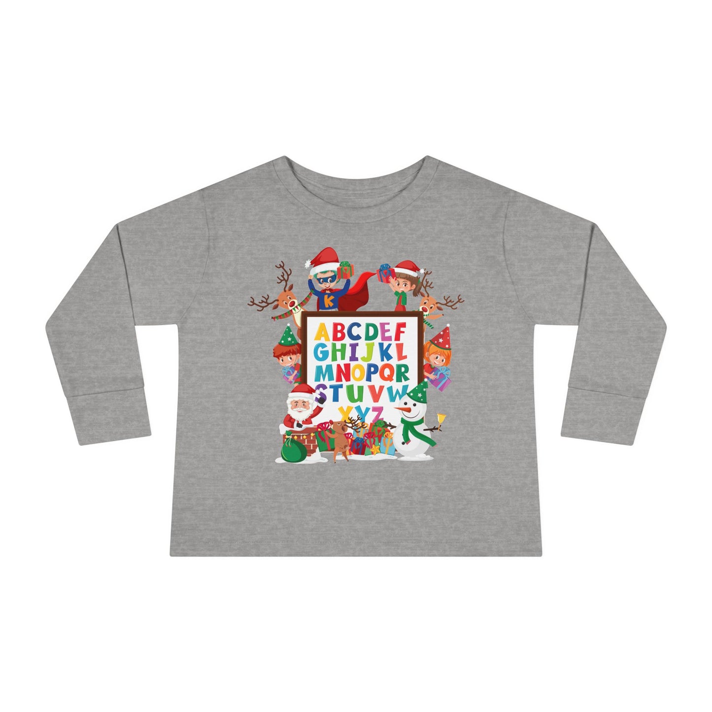 Toddler Long Sleeve Tee - Christmas alphabet with super kiddo - [[{"value":"Wonderwear Kid"}]]