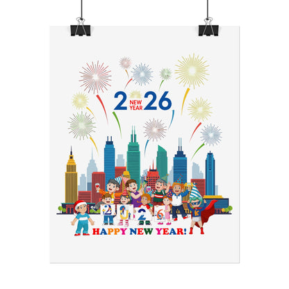 Rolled Posters - Happy new year with fireworks - [[{"value":"Wonderwear Kid"}]]