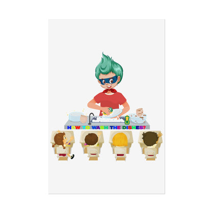 Rolled Posters - Little kiddo teaching to wash dishes - [[{"value":"Wonderwear Kid"}]]