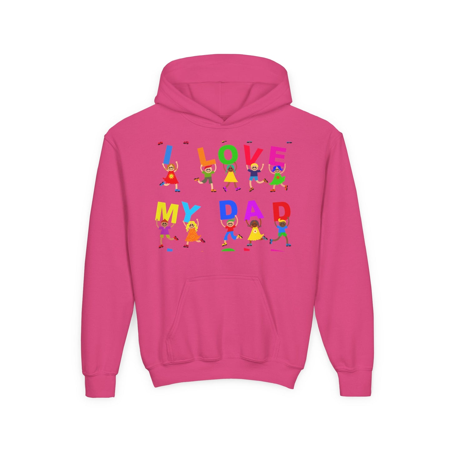 Youth Heavy Blend Hooded Sweatshirt - Kids showing i love my Dad