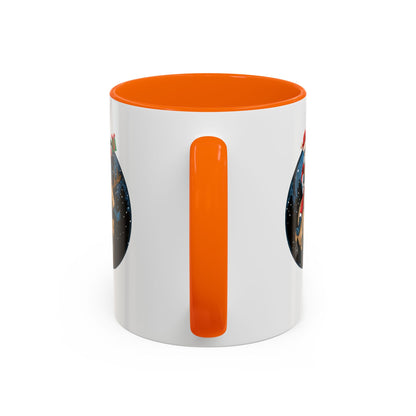 Accent Coffee Mug - Super kiddo riding a reindeer - [[{"value":"Wonderwear Kid"}]]