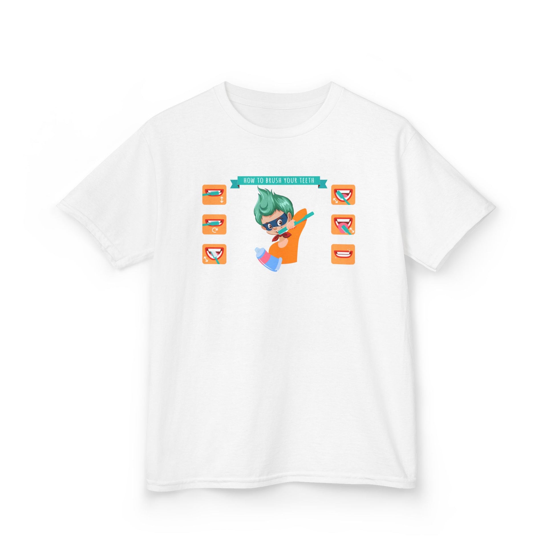Kids Heavy Cotton™ Tee - Super kiddo how to brush teeth - [[{"value":"Wonderwear Kid"}]]
