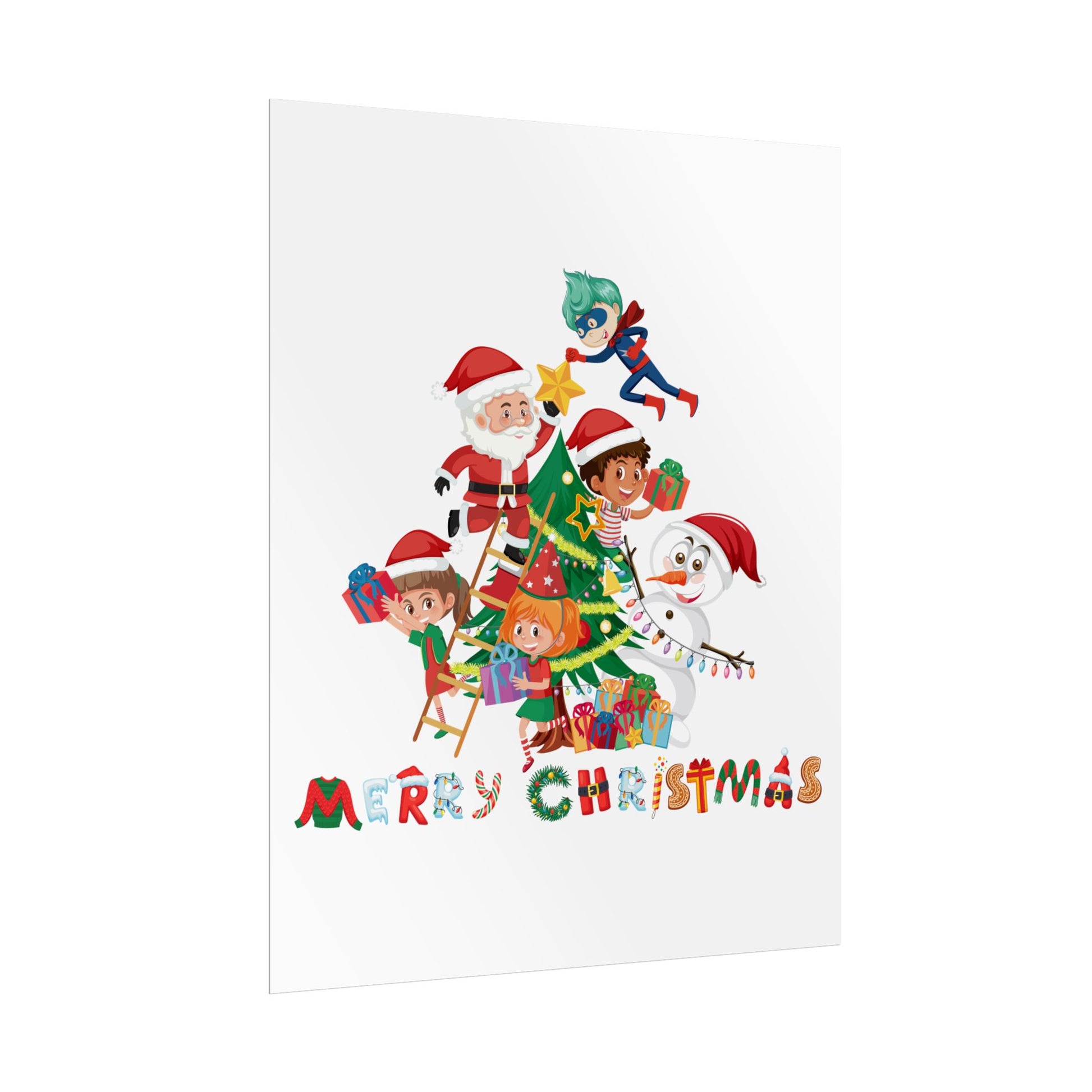 Rolled Posters - Super kiddo making christmas tree with text - [[{"value":"Wonderwear Kid"}]]