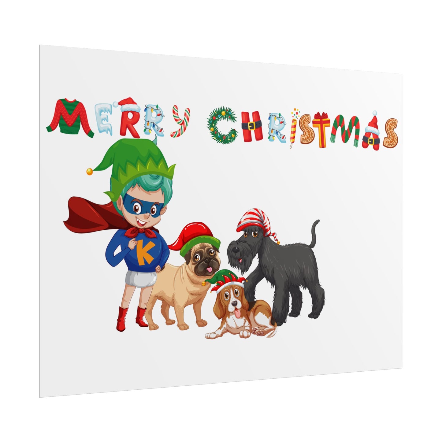 Rolled Posters - Super kiddo woith pet friends - [[{"value":"Wonderwear Kid"}]]