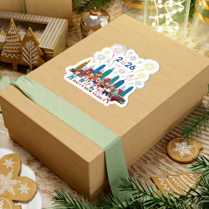 Kiss-Cut Stickers - Happy new year with fireworks - [[{"value":"Wonderwear Kid"}]]