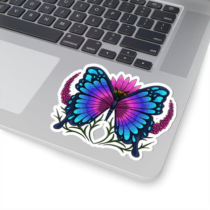 Kiss-Cut Vinyl Decals - Butterfly on the flower Printify