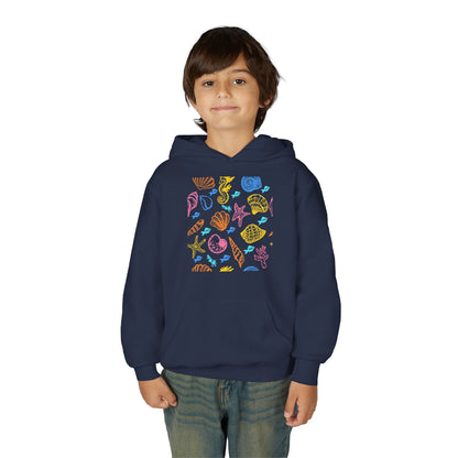 Youth Heavy Blend Hooded Sweatshirt - Sea creatures Printify