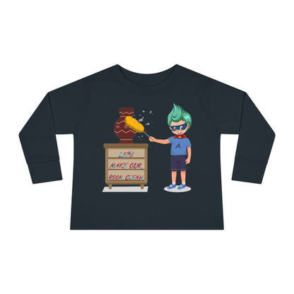 Toddler Long Sleeve Tee - Super kiddo cleaning a vase - [[{"value":"Wonderwear Kid"}]]