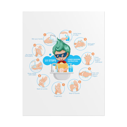 Rolled Posters - Super kiddo hand washing steps - [[{"value":"Wonderwear Kid"}]]