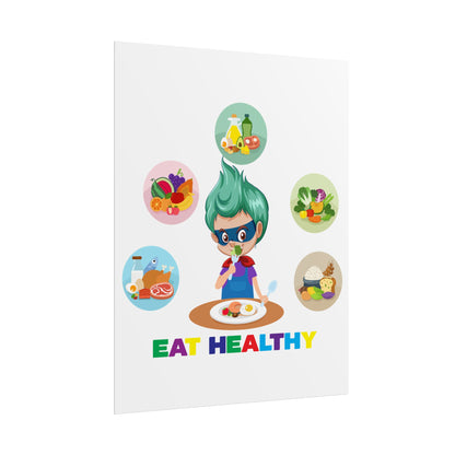 Rolled Posters - Supper kiddo showing healthy food to eat - [[{"value":"Wonderwear Kid"}]]
