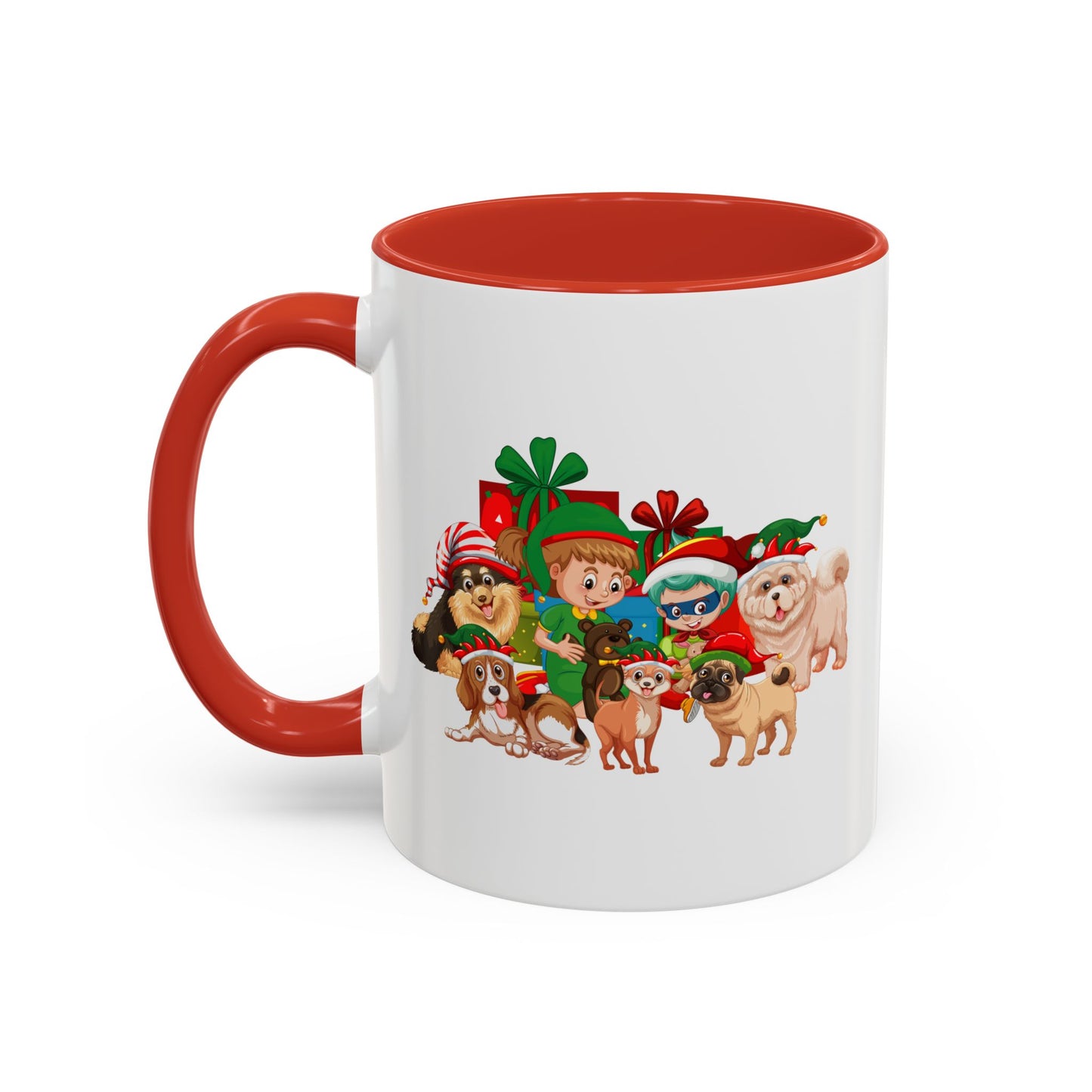 Accent Coffee Mug - Christmas with super kiddo pet friends without text