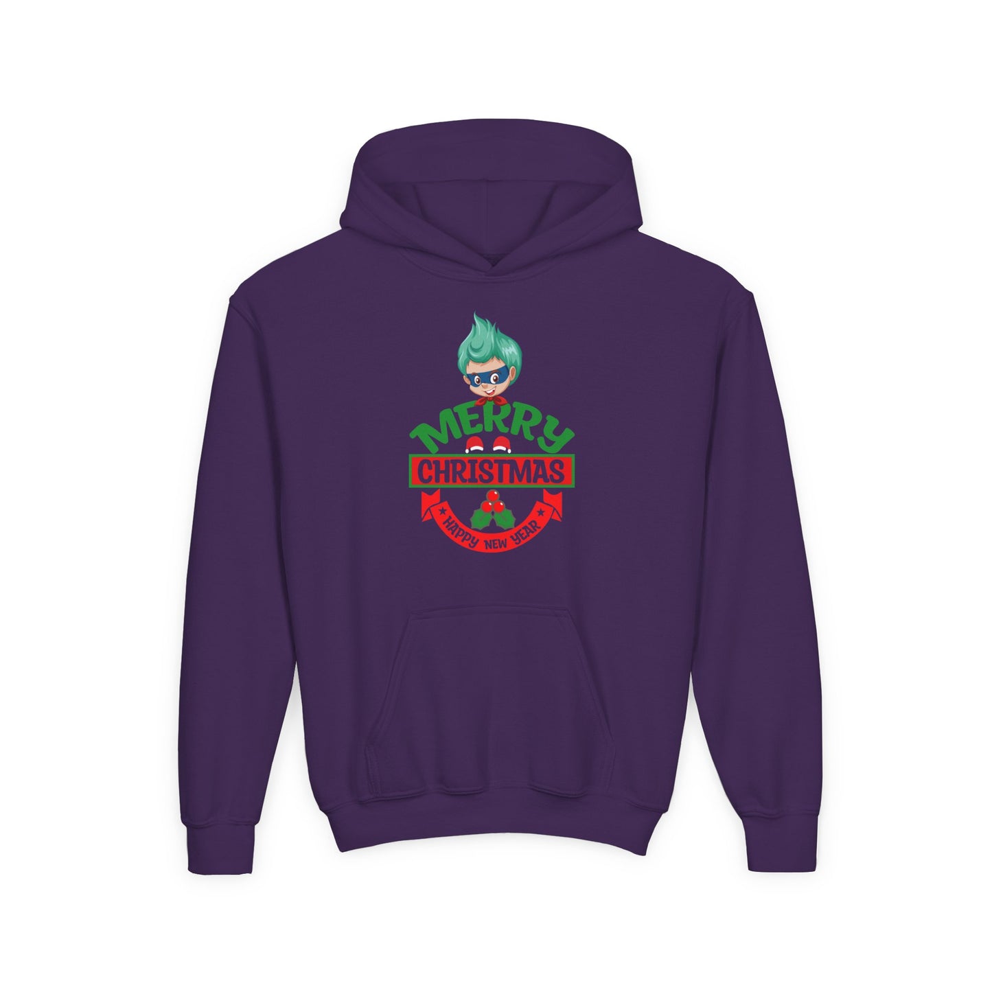 Youth Heavy Blend Hooded Sweatshirt - Merry chridtmas from super kiddo