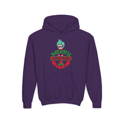Youth Heavy Blend Hooded Sweatshirt - Merry chridtmas from super kiddo - [[{"value":"Wonderwear Kid"}]]