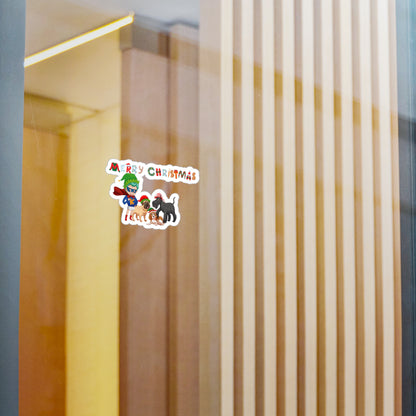 Christmas Kiss-Cut Vinyl Decals – Super kiddo woith pet friends - [[{"value":"Wonderwear Kid"}]]