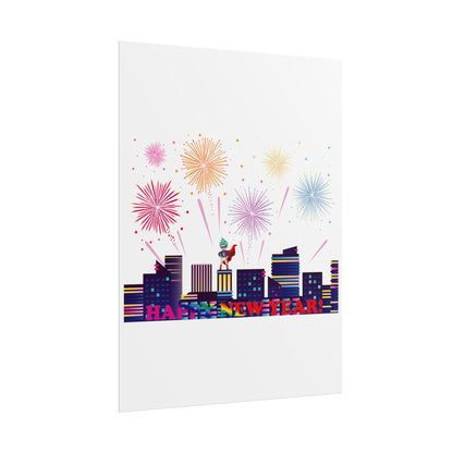 Rolled Posters - Super kiddo with fireworks with text - [[{"value":"Wonderwear Kid"}]]