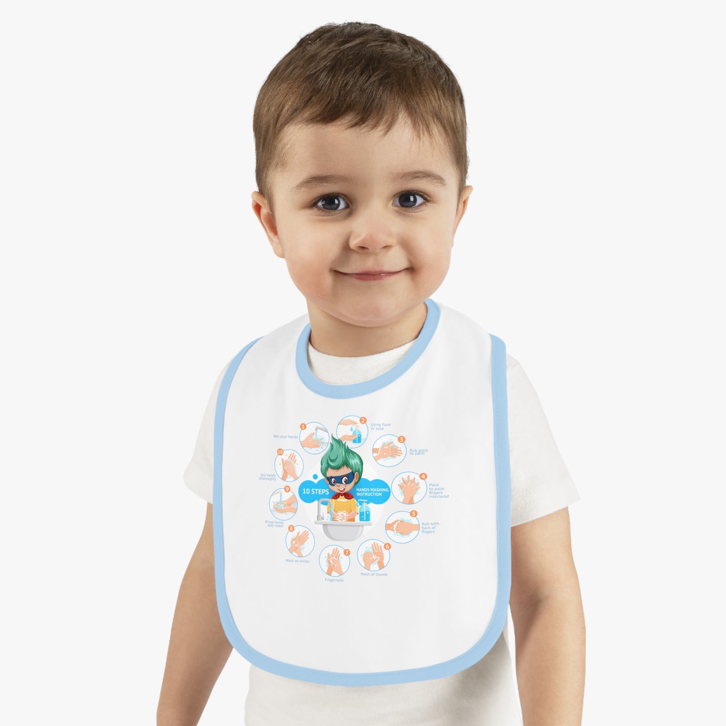 Baby Bib - Super kiddo hand washing steps