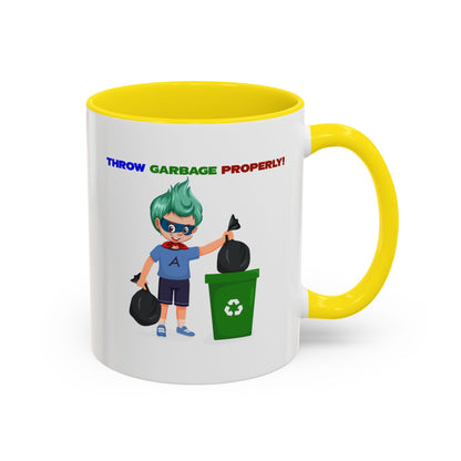 Accent Coffee Mug - Super kiddo taking trash out - [[{"value":"Wonderwear Kid"}]]