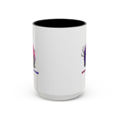 Accent Coffee Mug - Super kiddo flying on hunted house - [[{"value":"Wonderwear Kid"}]]